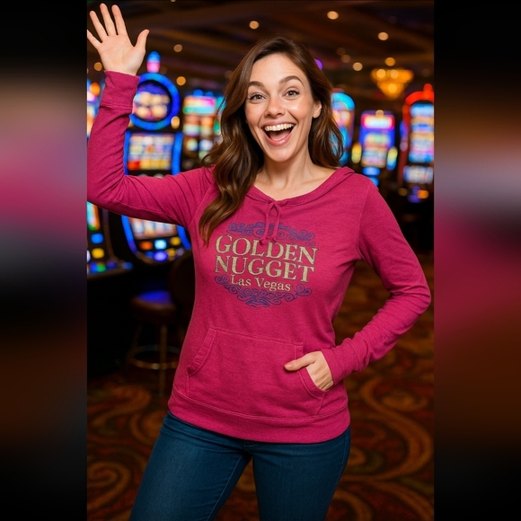 Sparkle & Style: Golden Nugget Las Vegas Long-Sleeve Top, Size M - Picture 1 of 4
